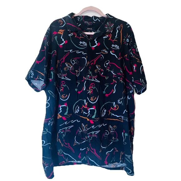 Roark Gonzo Creatures Print Short Sleeve Button Down Mens Shirt XXL Outdoor - Picture 1 of 4